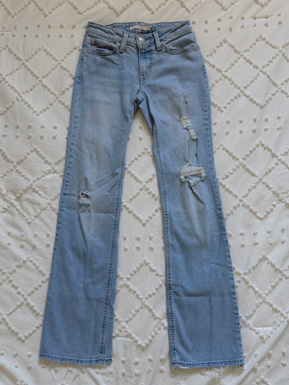 Levi’s Superlow Boot Jeans | Light Wash Distressed | Size 24